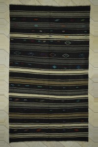 Goat Hair Rug Striped Goat Hair Turkish Kilim Rug 7x12 Feet  212,357