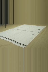 Striped Hemp Kilim Rug 5x8 Feet 158,225 - Turkish Hemp Rug $i