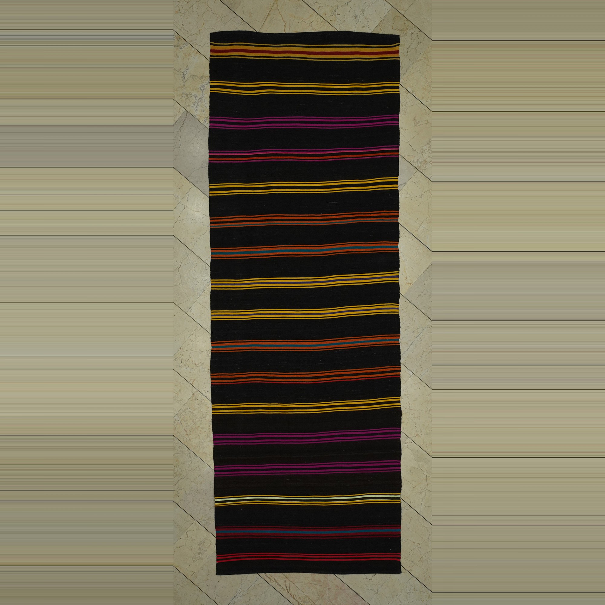 Striped Kilim Runner Rug 4x11 Feet 114,323 - Turkish Rug Runner