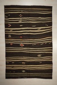 Goat Hair Rug Striped Large Goat Hair Kilim Rug 6.6x10 205,315