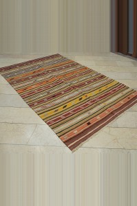 Striped Turkish Antalya Kilim Rug 5x8  160,247 - Turkish Kilim Rug  $i