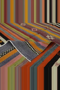 Striped Turkish Denizli Kilim Rug 7x10 Feet 197,308 - Turkish Kilim Rug  $i