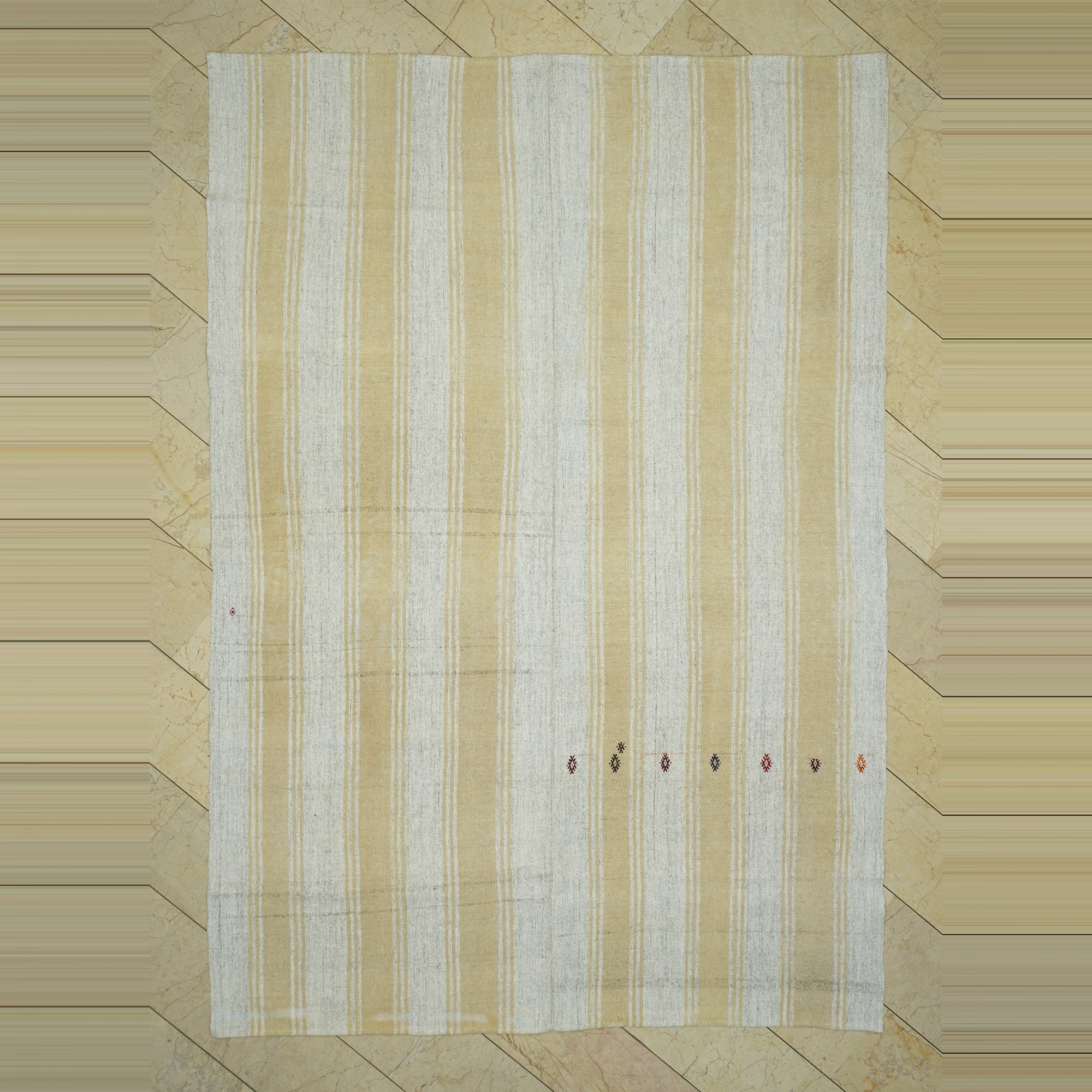 Striped Turkish Kilim Rug 7x11 Feet  222,330 - Grey Turkish Rug