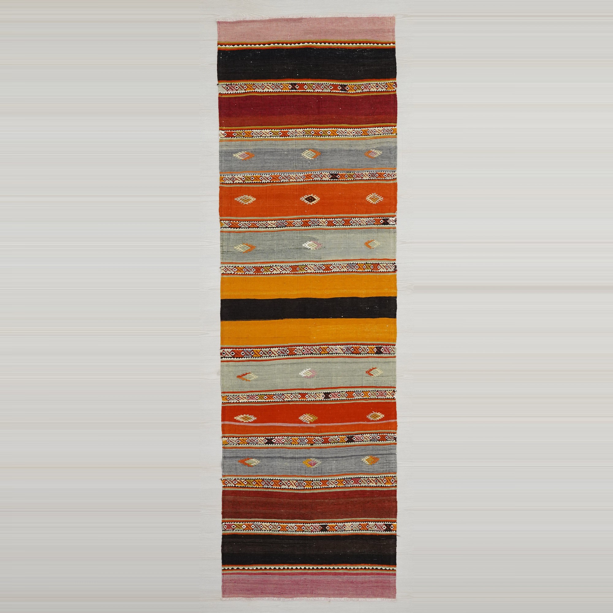 Striped Turkish Sivas Flat Weave Rug Runner 3x8 78,257 - Turkish Rug Runner