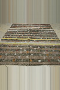 Striped Vintage Turkish Kilim Rug 7x9 196,288 - Turkish Kilim Rug  $i