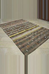 Striped Vintage Turkish Kilim Rug 7x9 196,288 - Turkish Kilim Rug  $i