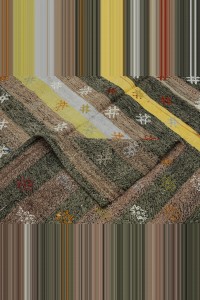 Striped Vintage Turkish Kilim Rug 7x9 196,288 - Turkish Kilim Rug  $i