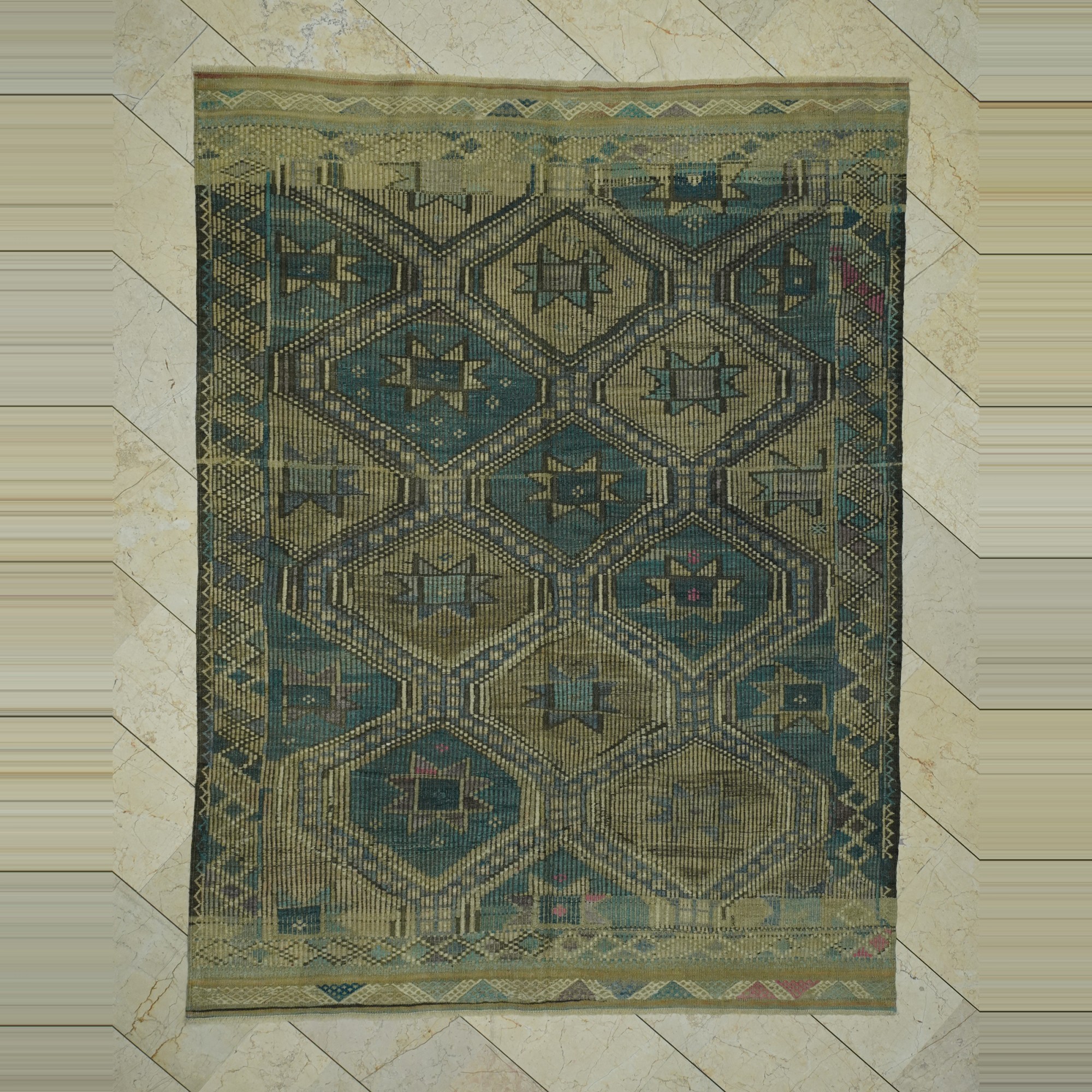 Stunning Turkish Kilim Rug 6x8 Feet 187,247 - Turkish Kilim Rug