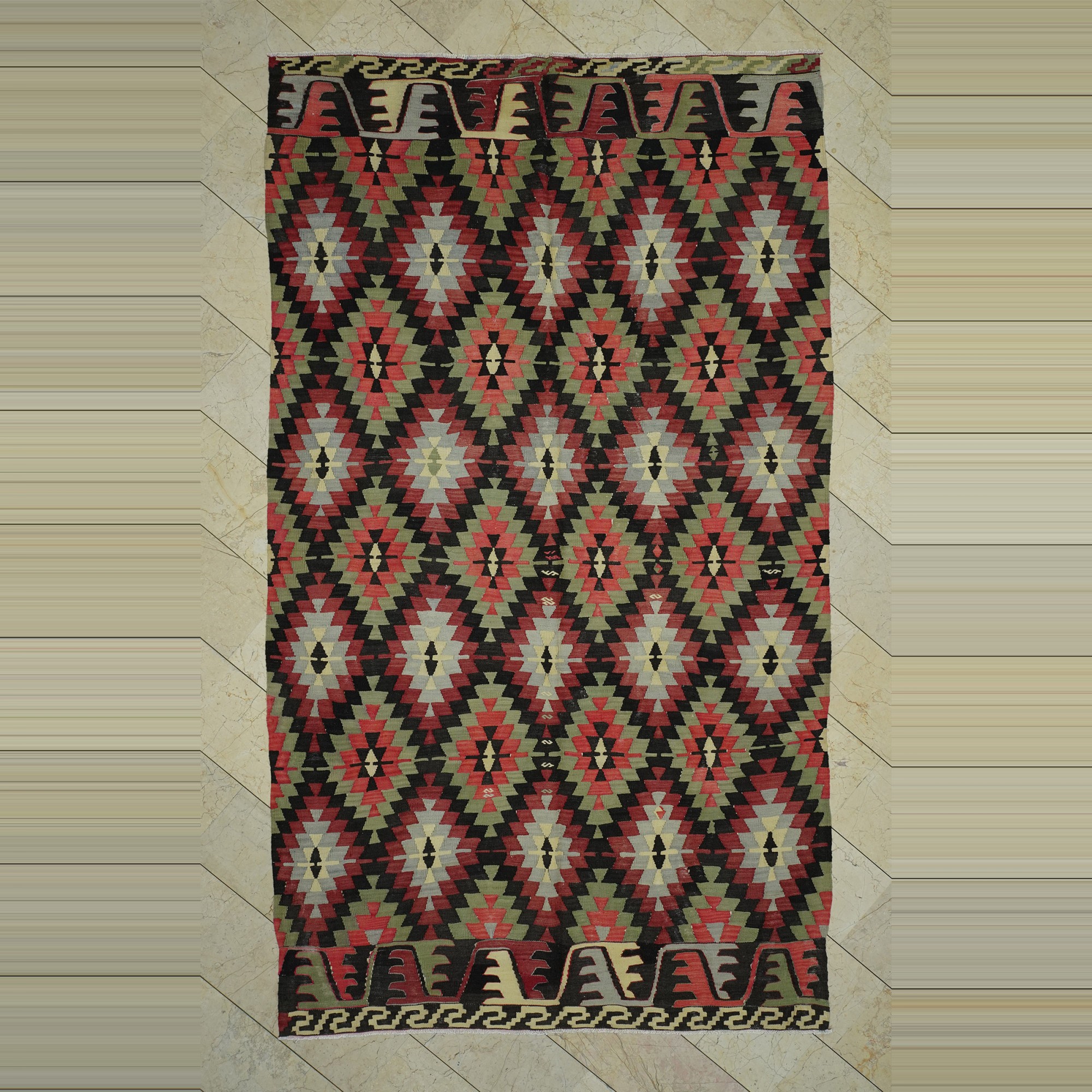 Sun Faded Turkish Kilim Rug,7x11 Feet 198,350 - Turkish Kilim Rug