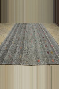 Swedish Style Turkish Gray Kilim Rug 7x12 Feet  224,372 - Grey Turkish Rug  $i