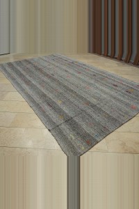 Swedish Style Turkish Gray Kilim Rug 7x12 Feet  224,372 - Grey Turkish Rug  $i