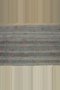 Swedish Style Turkish Gray Kilim Rug 7x12 Feet  224,372 - Grey Turkish Rug  $i