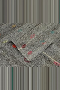 Swedish Style Turkish Gray Kilim Rug 7x12 Feet  224,372 - Grey Turkish Rug  $i