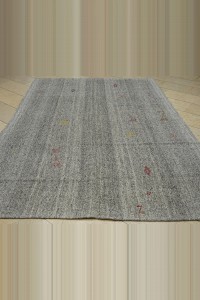 Swedish Style Turkish Kilim Rug 7x10 Feet  200,294 - Grey Turkish Rug  $i
