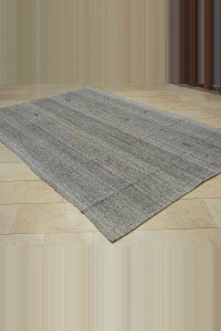 Swedish Style Turkish Kilim Rug 7x10 Feet  200,294 - Grey Turkish Rug  $i
