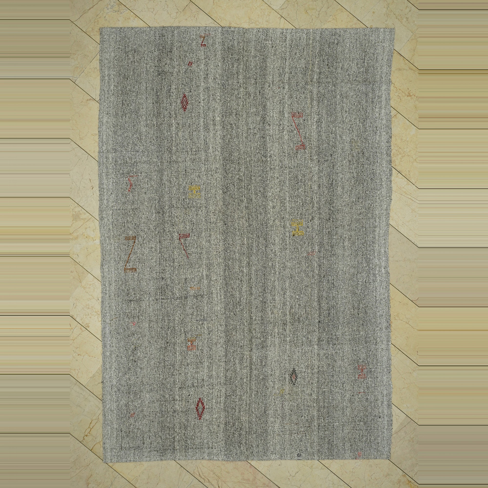 Swedish Style Turkish Kilim Rug 7x10 Feet  200,294 - Grey Turkish Rug