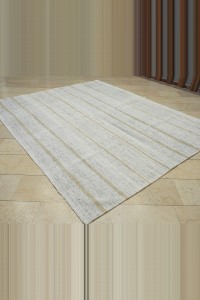 Turkish Flat Weave Cotton Kilim Rug 7x9 227,283 - Grey Turkish Rug $i