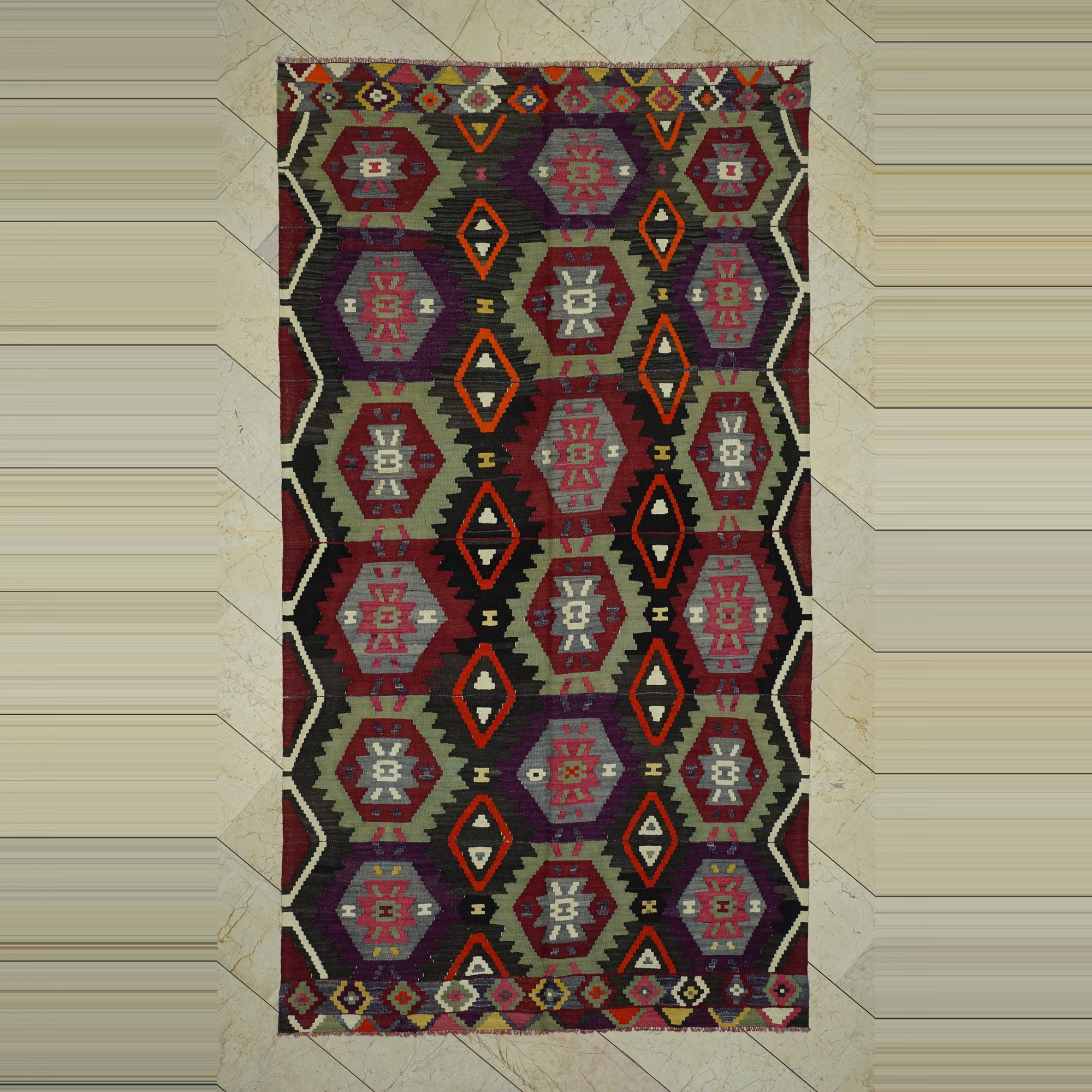 Turkish Flat Weave Kilim Rug 6x10 Feet  172,316 - Turkish Kilim Rug