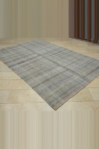 Turkish Flat Weave Kilim Rug 6x10 Feet 196,300 - Grey Turkish Rug $i