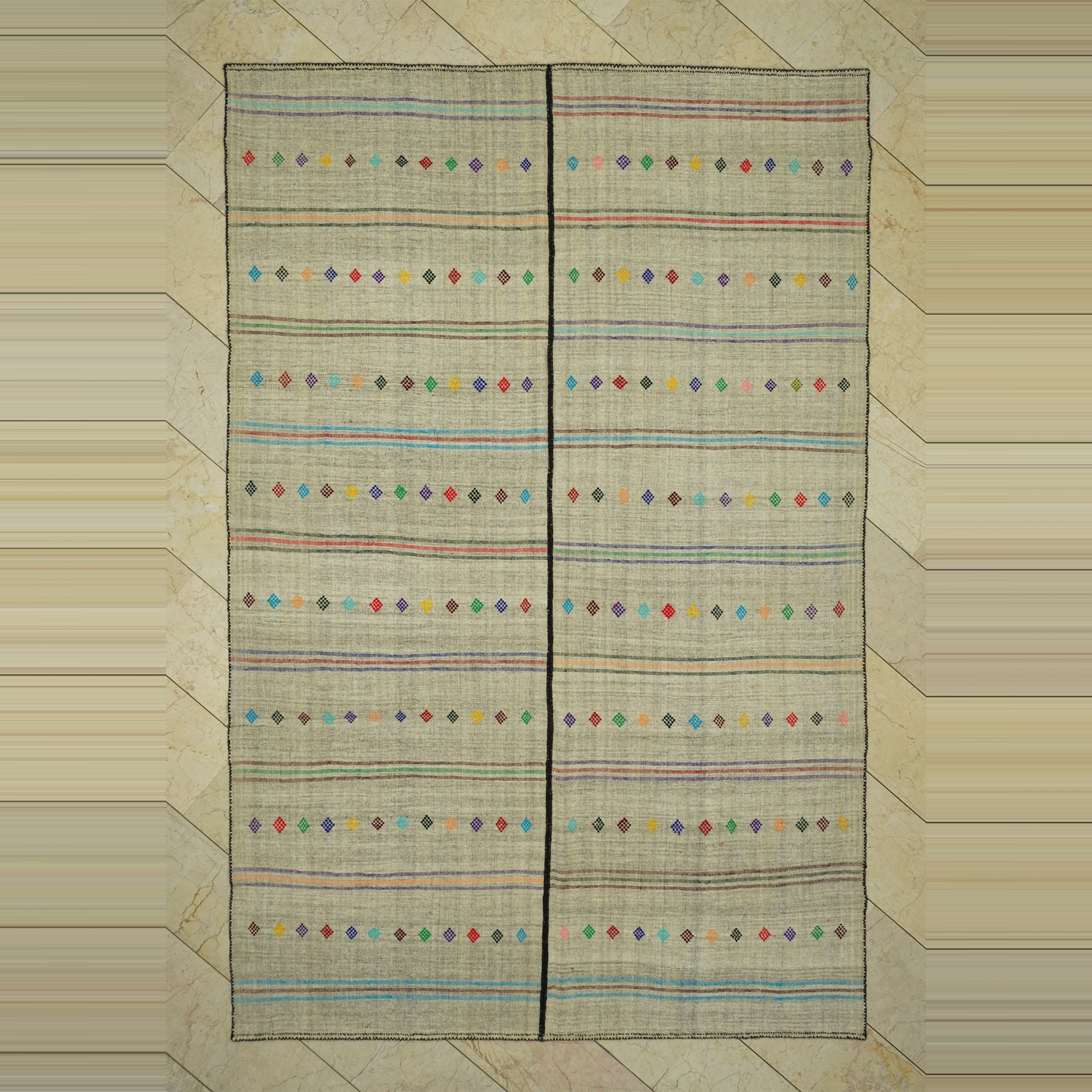 Turkish Gray Kilim Rug 7x10 Feet 202,308 - Grey Turkish Rug