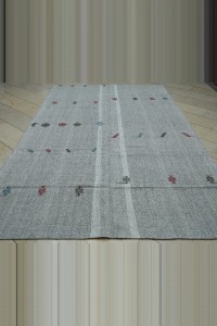 Turkish Gray Kilim Rug 7x11 Feet  210,335 - Grey Turkish Rug  $i