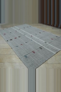 Turkish Gray Kilim Rug 7x11 Feet  210,335 - Grey Turkish Rug  $i