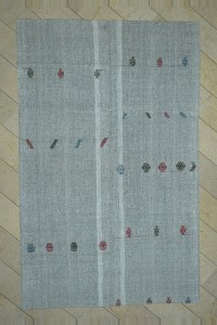 Turkish Gray Kilim Rug 7x11 Feet  210,335 - Grey Turkish Rug  $i