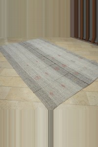 Turkish ivory Gray Kilim Rug 6x10  193,320 - Grey Turkish Rug  $i