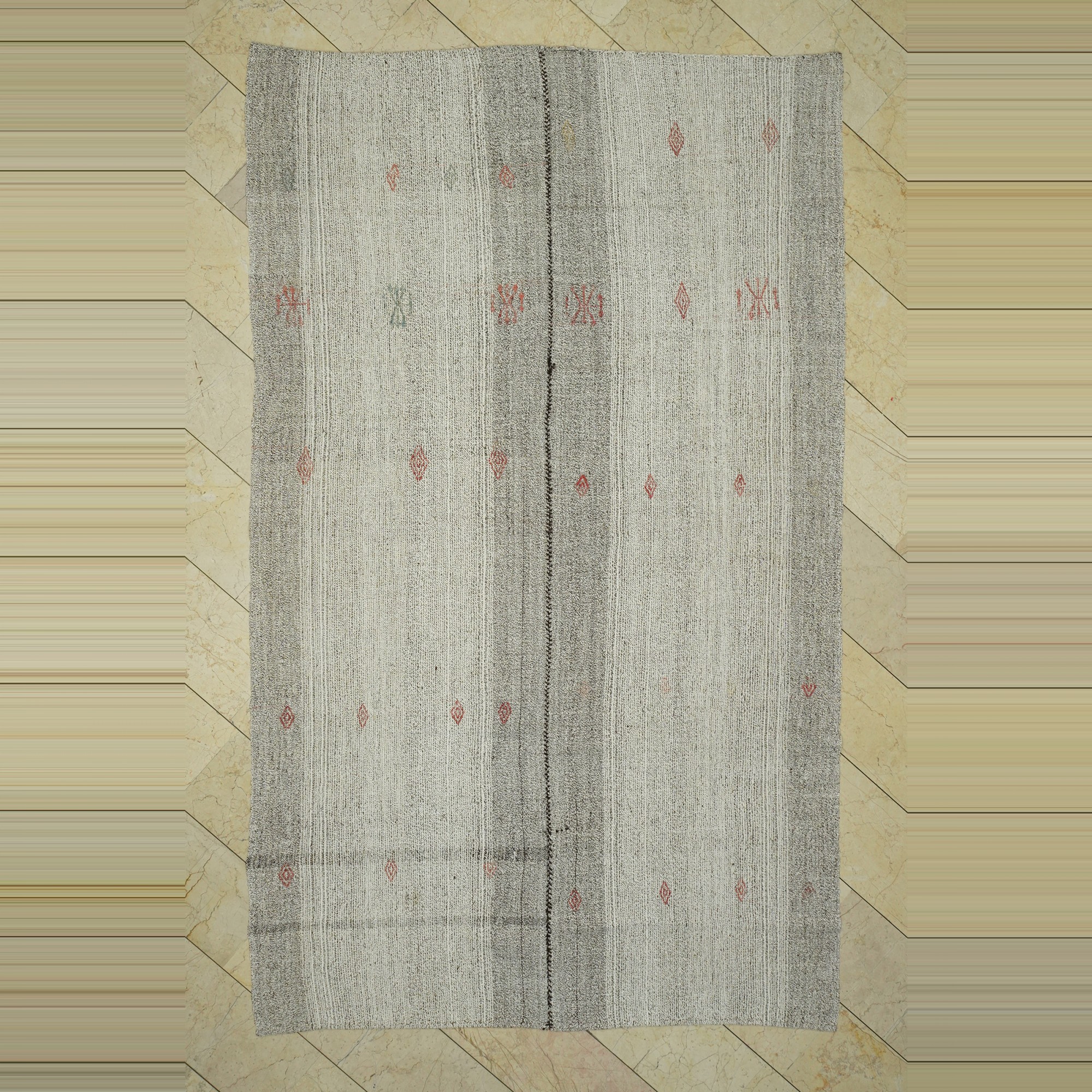 Turkish ivory Gray Kilim Rug 6x10  193,320 - Grey Turkish Rug