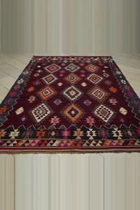 Turkish Semi Old Balikkesir Kilim Rug 7x10  216,308 - Turkish Kilim Rug  $i