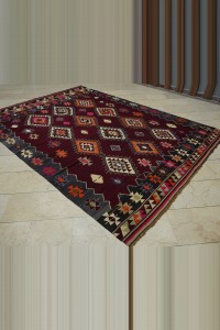Turkish Semi Old Balikkesir Kilim Rug 7x10  216,308 - Turkish Kilim Rug  $i