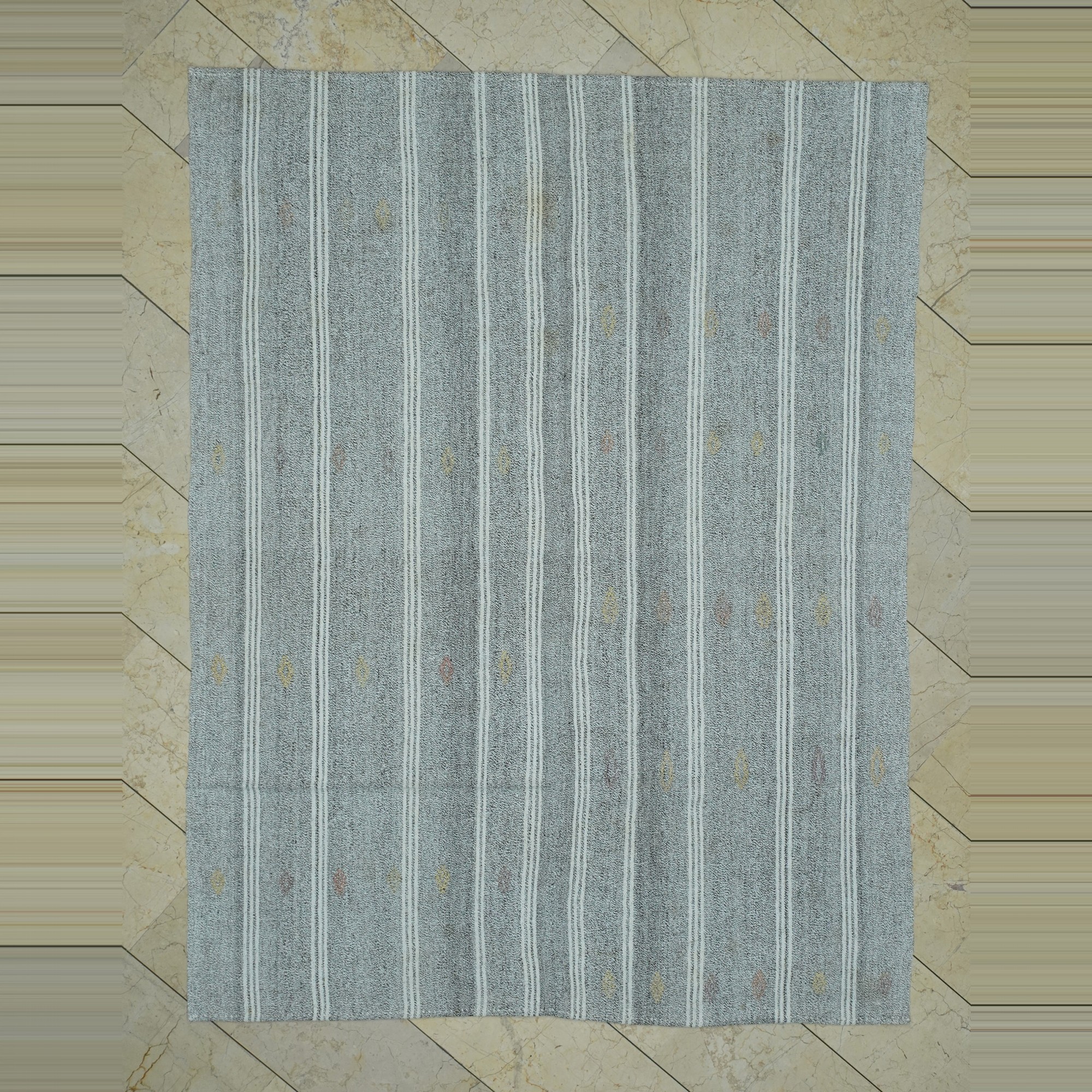 Turkish Striped Kilim Rug 6x8 Feet 176,230 - Grey Turkish Rug