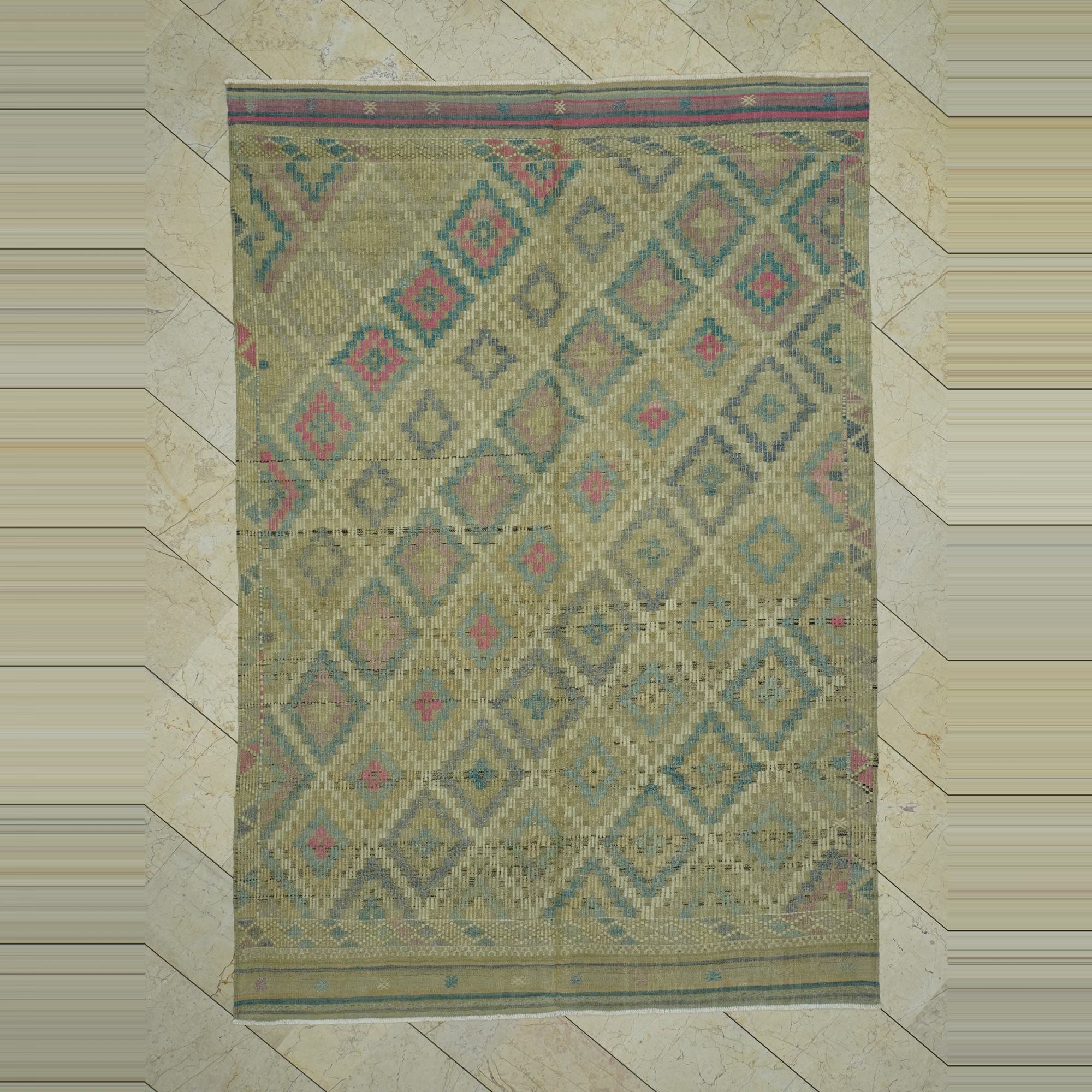 Turkish Wool Rug 6x9 Feet 188,275 - Turkish Kilim Rug