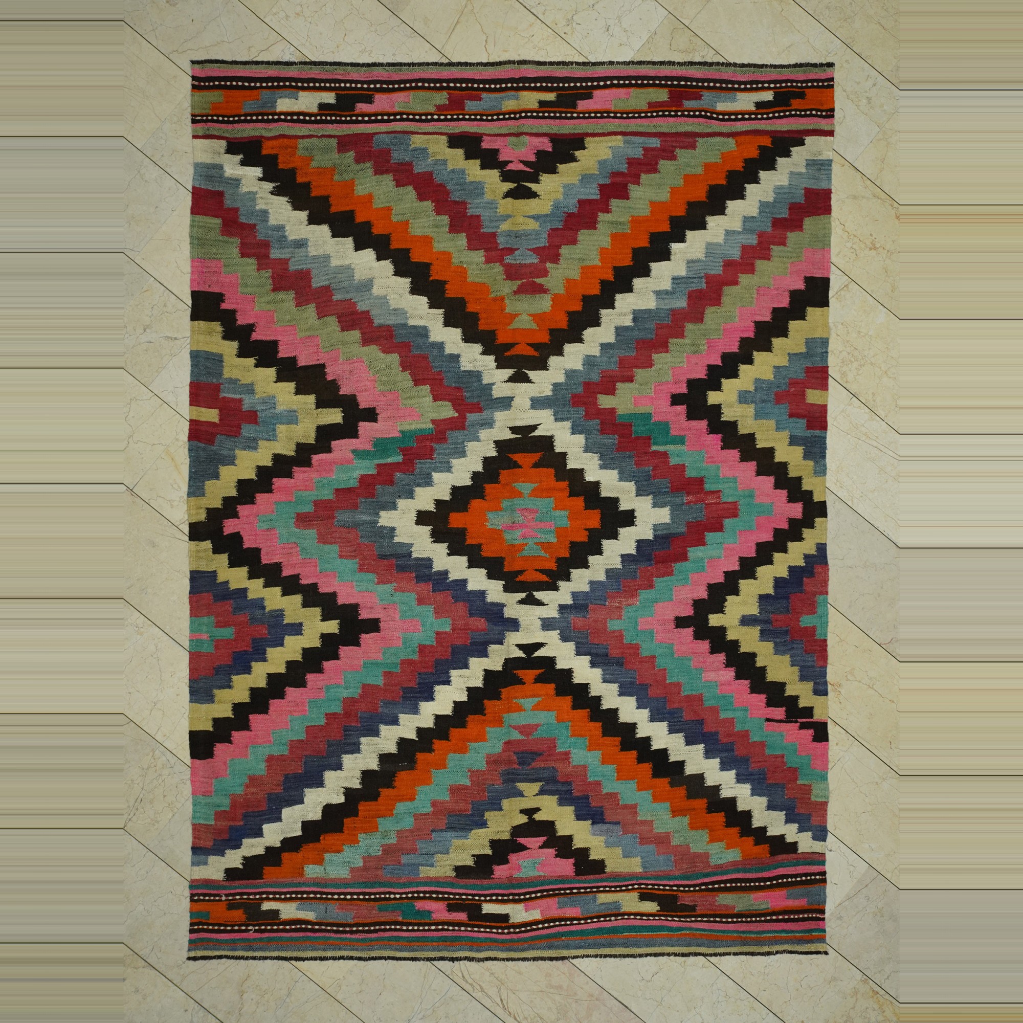 Unique Antique Turkish Kilim Rug 7x10 Feet 220,308 - Turkish Kilim Rug