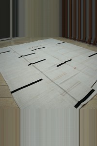 Vintage Hemp Kilim Rug 11x12 324,363 - Turkish Hemp Rug $i