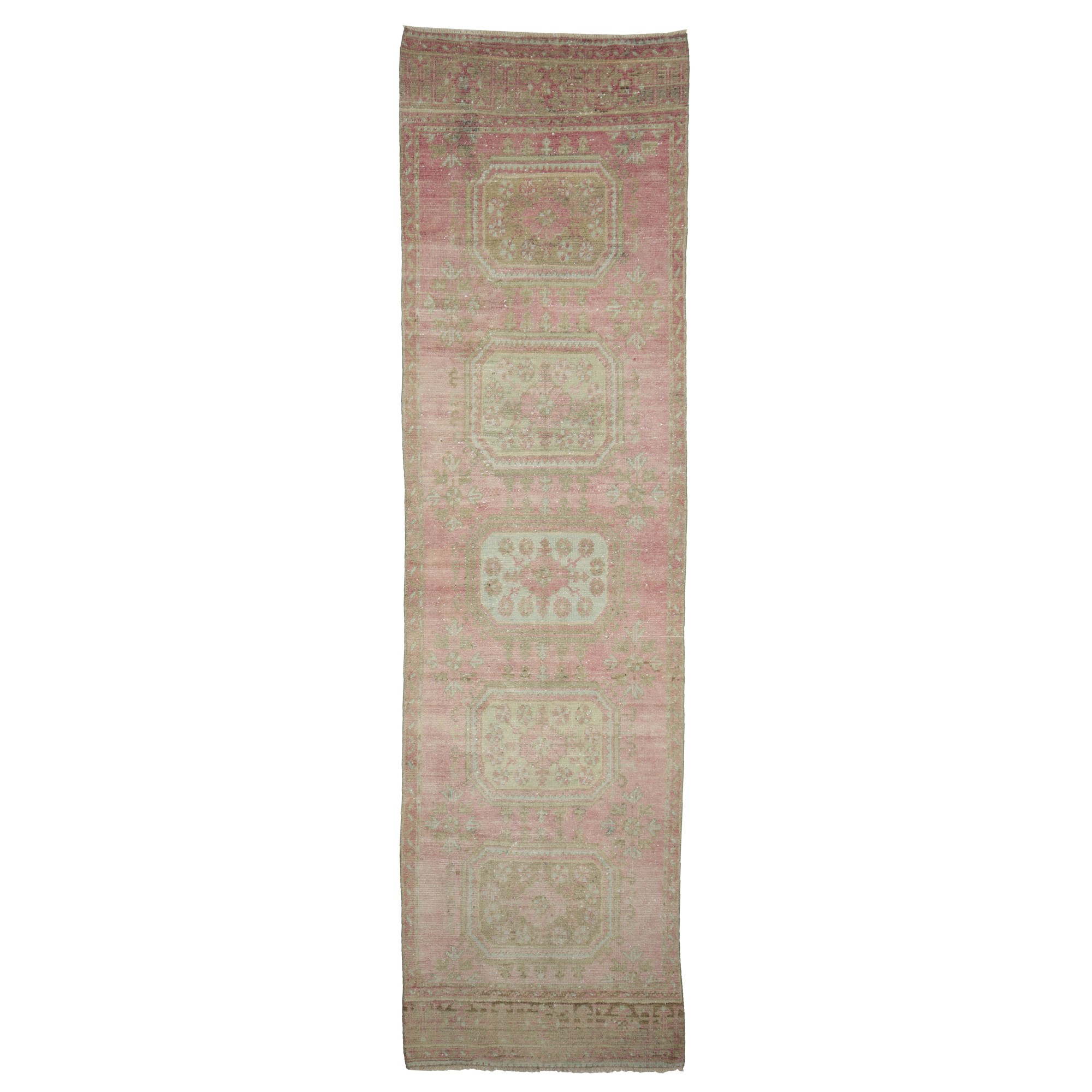 Vintage Oushak Runner Rug 3x12 Feet 93,357 - Turkish Rug Runner