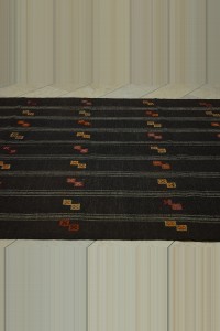 Vintage Turkish Brown Kilim Rug 6x10 Feet 186,318 - Goat Hair Rug $i