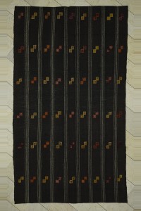 Goat Hair Rug Vintage Turkish Brown Kilim Rug 6x10 Feet  186,318