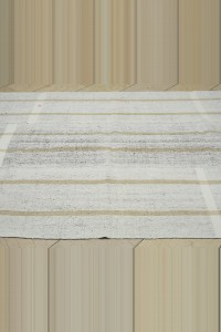 White And Light Brown Turkish Cotton Kilim Rug 6x8 176,258 - Grey Turkish Rug  $i