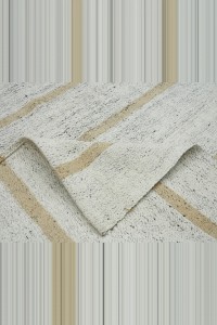 White And Light Brown Turkish Cotton Kilim Rug 6x8 176,258 - Grey Turkish Rug  $i