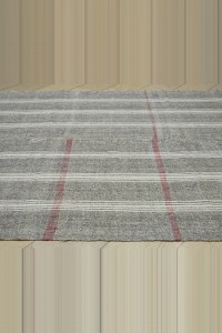 White And Red Stripe Turkish Gray Rug 7x10 Feet  227,315 - Grey Turkish Rug  $i