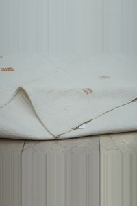 White Cotton On Cotton Rug 7x9 Feet 200,260 - Turkish Natural Rug  $i