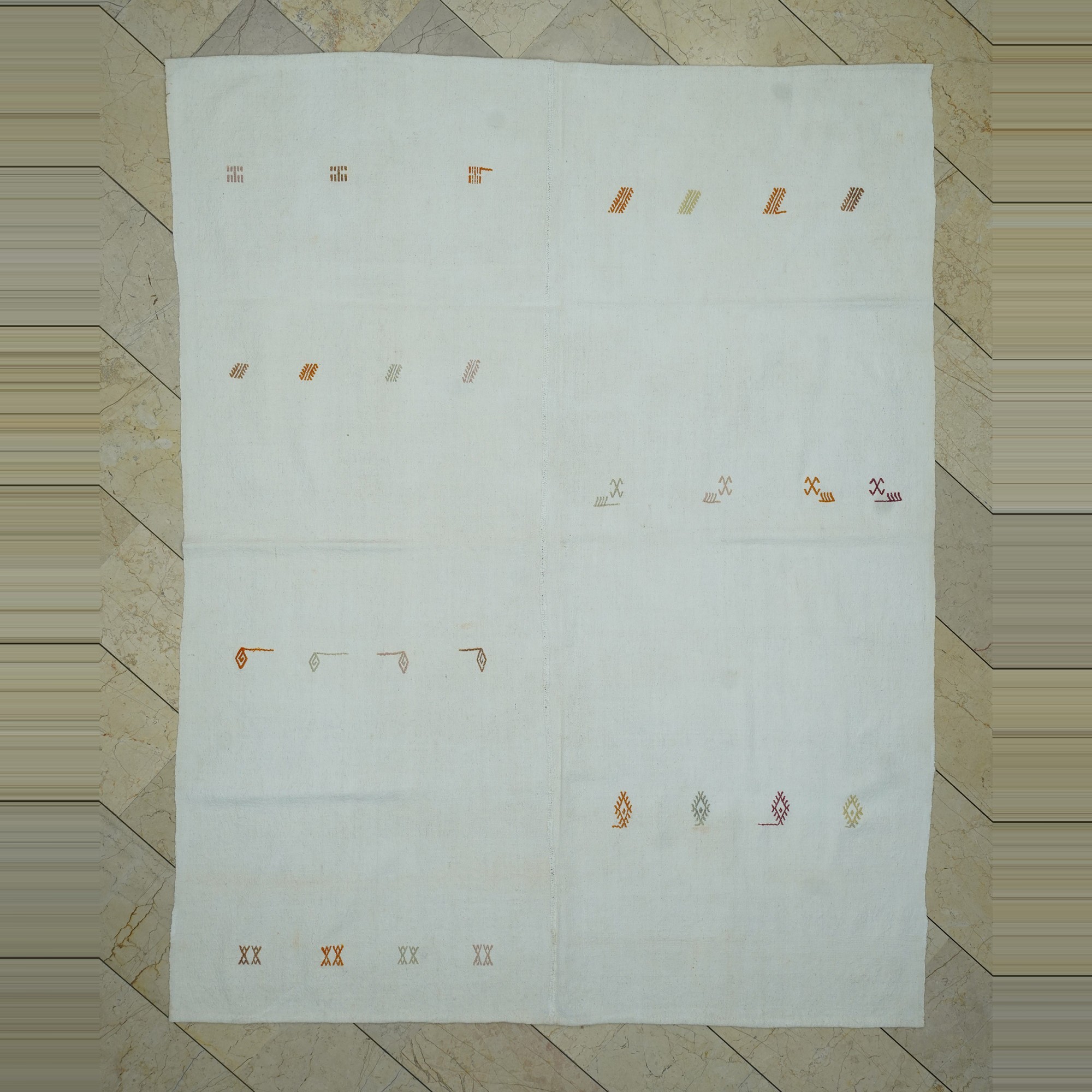 White Cotton On Cotton Rug 7x9 Feet 200,260 - Turkish Natural Rug