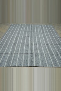 White Striped Gray Kilim Rug 7x10 Feet  221,295 - Grey Turkish Rug  $i