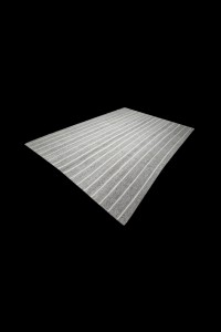 White Striped Gray Kilim Rug 7x10 Feet  221,295 - Grey Turkish Rug  $i