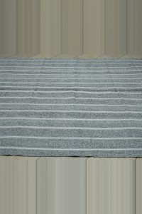 White Striped Gray Kilim Rug 7x10 Feet  221,295 - Grey Turkish Rug  $i