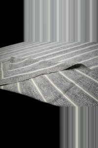 White Striped Gray Kilim Rug 7x10 Feet  221,295 - Grey Turkish Rug  $i