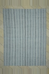 Grey Turkish Rug White Striped Gray Kilim Rug 7x10 Feet  221,295