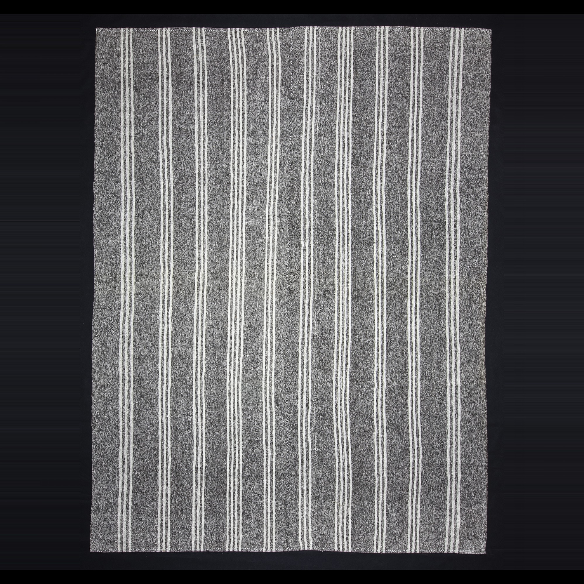 White Striped Gray Turkish Kilim Rug 7x10 Feet 218,291 - Grey Turkish Rug 