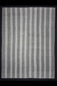 White Striped Gray Turkish Kilim Rug 7x10 Feet 218,291 - Grey Turkish Rug  $i